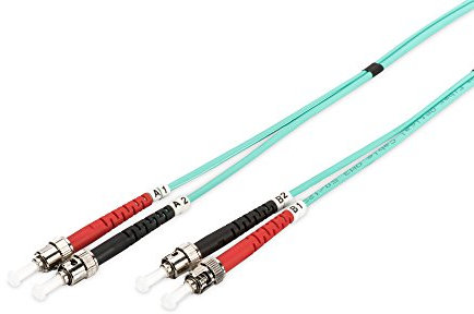 DIGITUS DK-2511-10/3 – Glasfaserkabel OM3 – 10 m – ST zu ST – Duplex LWL Kabel – 1/10/40/100 Gbit/s – MM Multimode Glasfaser LAN Kabel – Fasertyp: 50/125 µ – Türkis (Aqua)