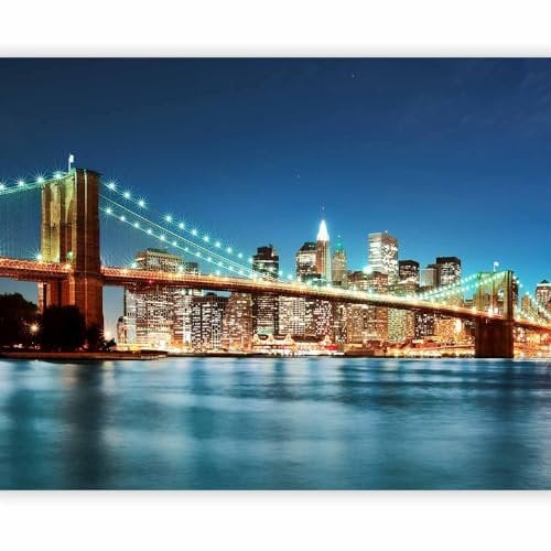murando Fototapete Brooklyn Bridge 350x270 cm Vlies Tapeten Wandtapete XXL Moderne Wanddeko Design Wand Dekoration Wohnzimmer Schlafzimmer Büro Flur New York Stadt Amerika Brücke