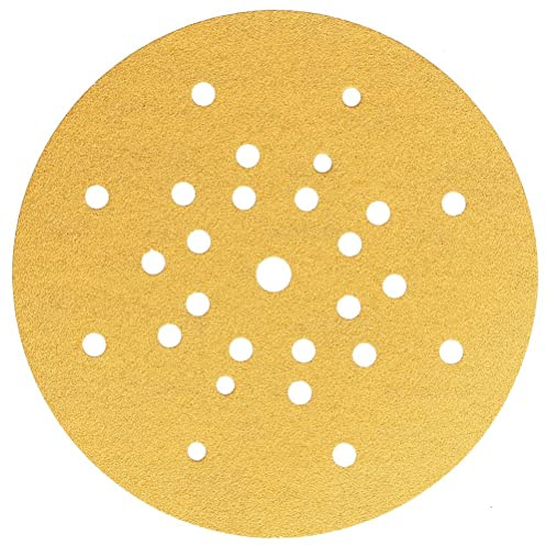 Mirka Schleifpapier Gold Ø 225 mm Klett 27-Loch Korn P120 10 Stück | Ideal für Gips Spachtel Spanplatten Holz Lack Hochwertiges Schleifpapier mit Klett 27-Loch für effizientes Schleifen