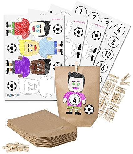 itenga DIY Fußball-Adventskalender Set zum Basteln (zum Ausmalen)