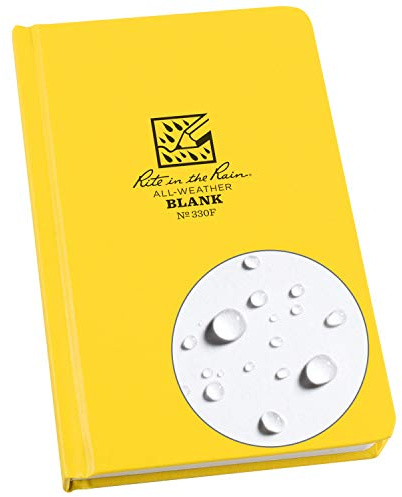 Rite in the Rain Weatherproof Hard Cover Sketchbook Notebook, 4.75 x 7.5, Yellow Cover, Blank Pattern (No. 330F)