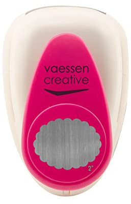 Vaessen Creative Motivstanzer Oval mit Zierrand, XL, Jumbo Stanzer, Großer Motivlocher aus Metall und Plastik, Ausgestanztes Motiv 37,6 x 50,5 mm, zum Basteln mit Papier, Lila