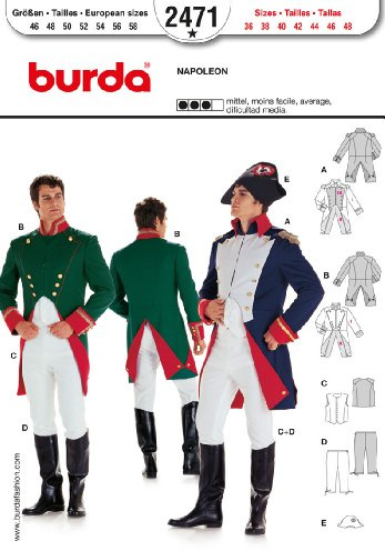 Burda 2471 Schnittmuster KostŸm Fasching Karneval Napoleon Offizier (Herren, Gr, 46-58) Level 3 mittel