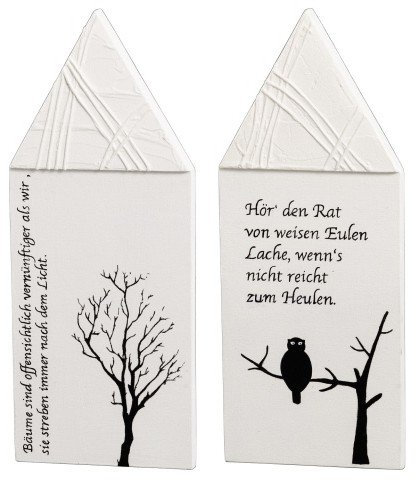 Gehlmann 21501033 Holzhaus mit Spruch zum Hängen, 26 x 11 cm, weiß (Modell zufällig, 1 Stück)