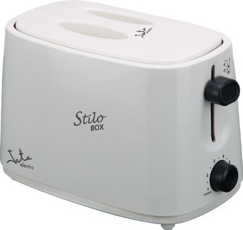Jata TT331 Tostadora con Tapa, Dos Ranuras Extra Anchas, Con selector electrónico de tostado, 6 posiciones, Cuerpo toque frío, Bandeja recogemigas, Centrado automático del pan, 750 W, Blanco
