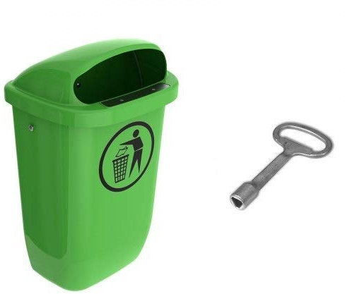 Papelera, basura de ciudad, SULO 50 L, verde + 1 lleva triangular (22294+22296)
