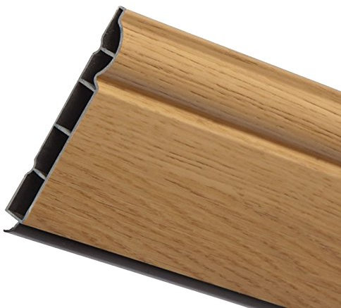5m x 100mm (4) English Oak Torus/Ogee Plastic Skirting Board Easy-Fit Durable and Authentic Roomline uPVC Skirtingboard
