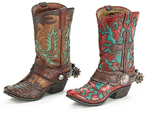Braun Oder Burnt Red Western Cowboy Stiefel Vase für Eine Western Thema Raum, Hochzeit Oder Funktion Burnt Red and Turquoise Color Boot