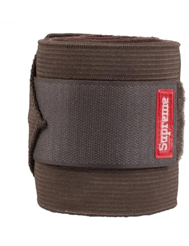 HORZE Nest 10' Combination Polo Wraps (Set of Four) | Fleece and Elastic Horse Bandages - Dark Brown - One Size