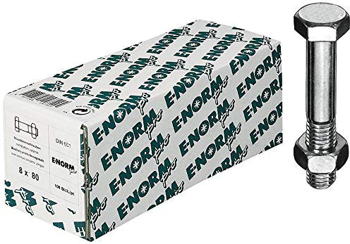 e-normpro Sechskantschrauben mit Schaft DIN 601 M8 X 60 mu BZP HP
