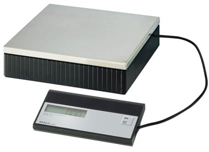 MAUL Paketwaage MAULparcel | Stabile Paketwaage bis 50kg | Große Wiegefläche 30 x 30 cm | Waage inklusive separatem Bedienpult | Automatische Nullstellung und Abschaltautomatik | Schwarz