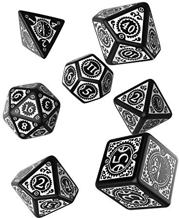 Q-Workshop STC05 - Steampunk Clockwork Black & white Dice Set (7)