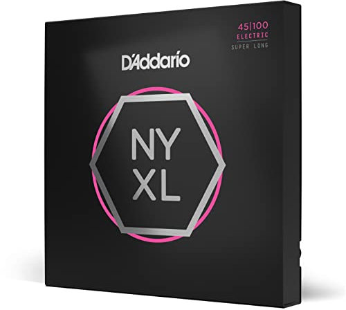 D'Addario Bass Guitar Strings - NYXL Bass Strings - NYXL45100SL - Unrivaled Strength, Tuning Stability, Enhanced Response - For 4 String Bass Guitars - 45-100 Regular Light, Super Long Scale