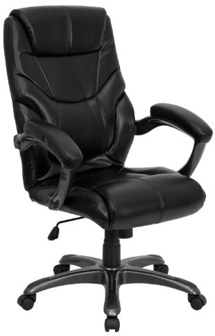 Flash Furniture Greer Bürostuhl mit hoher Rückenlehne, weiches Leder, ergonomisch, mit Armlehnen, Schwarz