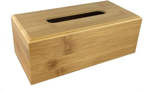 GMMH Kosmetiktuchbox aus Bambus, Tuchspender für Taschentücher oder Kosmetiktücher fürs Bad, Tücherbox für Nachttisch oder Küche, Holz Natur