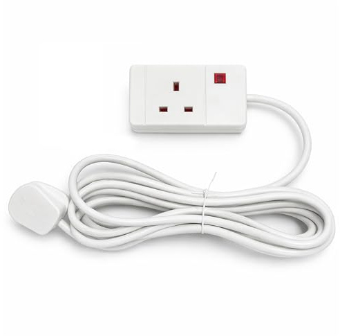 STATUS 1 Socket Extension Lead with Neon Indicator, 5m Cable 13A White Power Extension (1WS5MCP10)