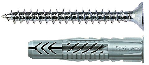 Fischer 100 Tasselli UX con vite, 5 x 30 mm, per Muro pieno, Mattone Forato, Cartongesso, 71547