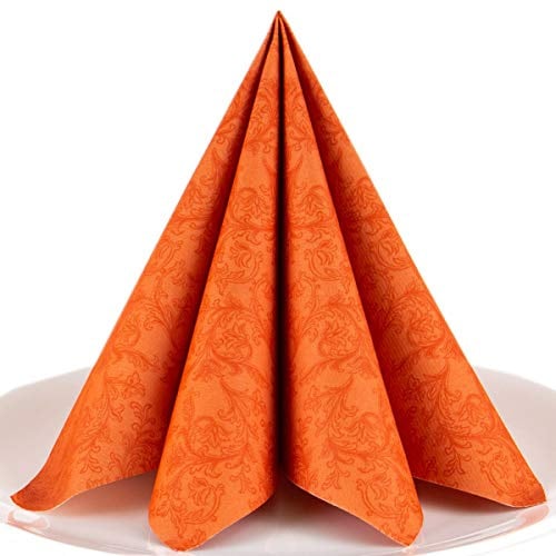 Servietten Ornament terracotta Premium Airlaid, STOFFÄHNLICH | 125 Stück | 40 x 40cm | Hochzeitsserviette | hochwertige edle Serviette für Hochzeit, Geburtstag, Party, Taufe | made in Germany