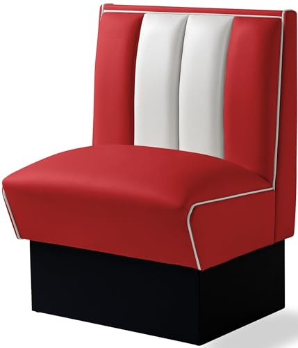 Bel Air 2er Set Dinerbank Eckbank Sitzbank Bank Einrichtung Gastronomie Dinermöbel Lounge im Retro 50er Style Design (Red/White)