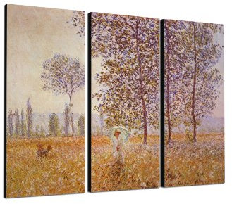 Claude_Monet_041_(Poplars_in_the_Sun_1887)_3x40x90cm_Wandbild Kunstdruck auf Leinwand vom Originalgemälde Alte Meister - 14. bis 18. Jahrhundert Meisterwerke der Zeitgeschichte