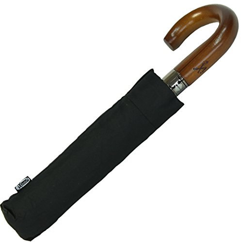 Herrenschirm Men's Class XXL - Holzgriff - Großer Taschenschirm 124cm Durchmesser - Auf-Zu-Automatik - Schwarz
