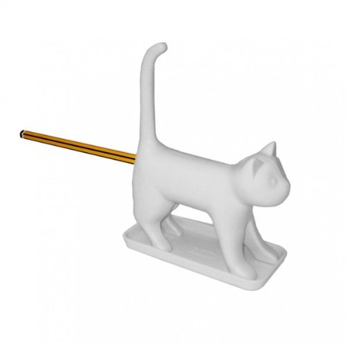 Cat Taille-crayons, motif chat blanc, miaule