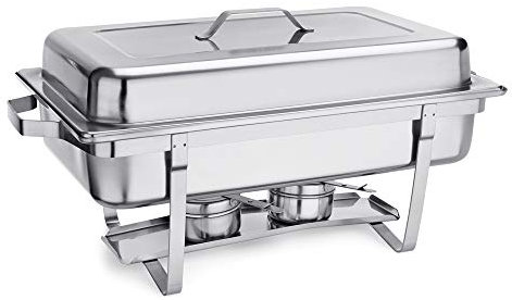 WAS 1460 311 GN 1/1 Edelstahl Chafng Dish mit 2 Brennpastenbehältern, 63 cm x 35 cm x 33 cm