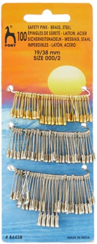 Pony Pins Safety 100Pk Assorted, Brass, Multi, 8 x 4.7 x 9.8 cm