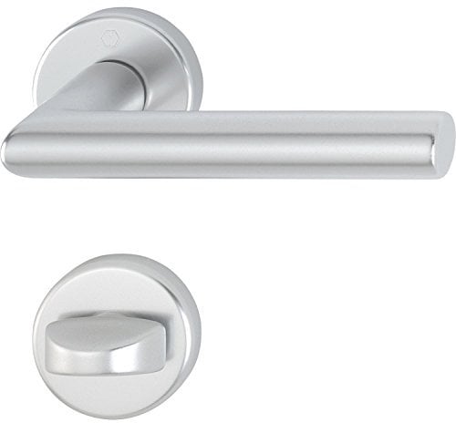 HOPPE 3286551 Drückergarnitur Amsterdam mit Rosetten WC, silber eloxiert