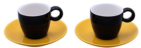 Espressotassen in Vereinsfarben schwarz/gelb Set