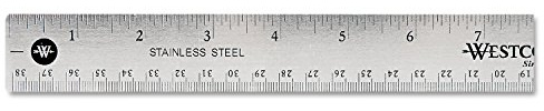Westcott 10416 Bürolineal aus Edelstahl, 38,1 cm, mit rutschfester Korkbasis