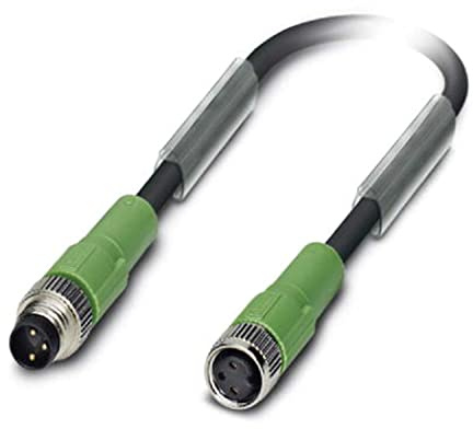 PHOENIX CONTACT SAC-3P-M 8MS/0.3-PUR/M 8FS Sensor/Aktor-Kabel, 3-Polig, M8 Stecker Gerade, M8 Buchse Gerade, 0.3m Kabellänge, Schwarz/Grau