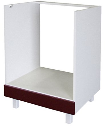 Berlioz Creations CF6BD Unterschrank für Küche mit Backofen, in bordeauxfarbenem Hochglanz, 60 x 52 x 83 cm, 100 Prozent französische Herstellung