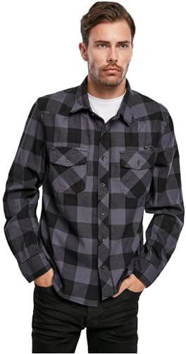 Brandit Check Shirt Long Sleeve, Color: black/grey, Size: 5XL