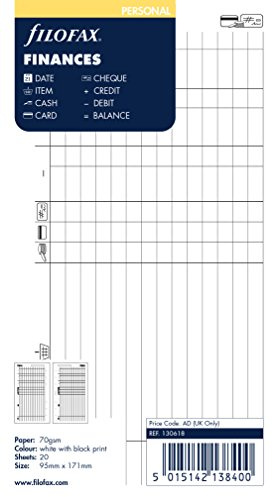 Filofax Personal Finances, White
