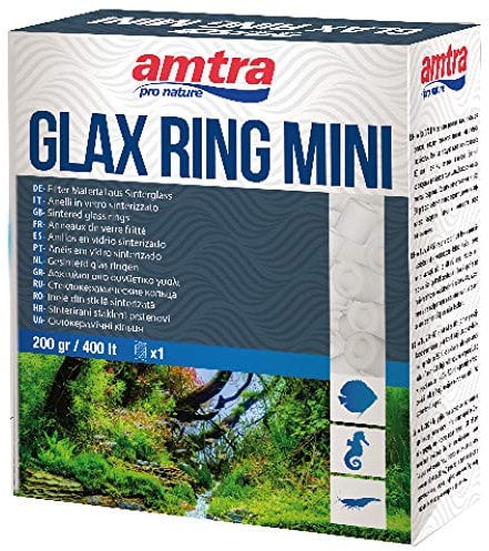 Amtra Glax Ring Mini - Materiale Filtrante per Acquario, Filtro Biologico per Acqua Dolce o Marina, Anelli in Vetro sinterizzato, Filtro Poroso, Formato 200g