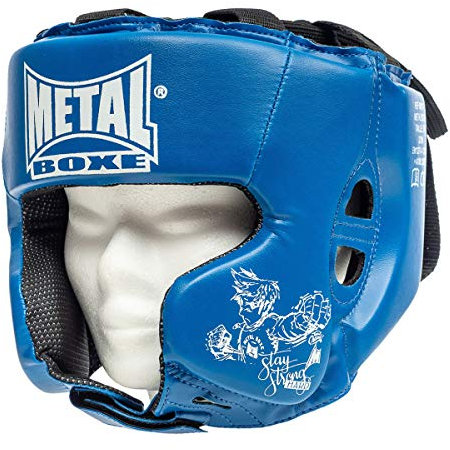 METAL BOXE Casque de Boxe Bleu Junior