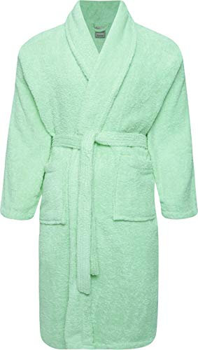 Adore Home 100% Cotton Terry Towelling Shawl Collar Bathrobe - Medium, Duck Egg