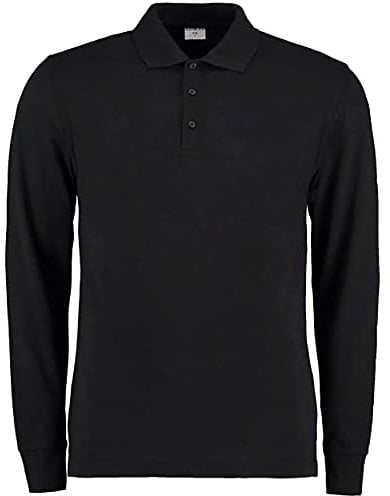 Kustom Kit Mens Pique Long Sleeve Polo Shirt (M) (Black)