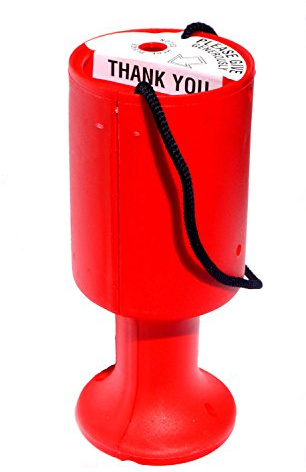 Round Handheld Plastic Charity Collection Box - Red
