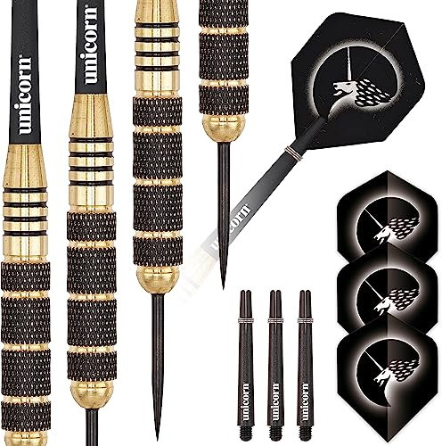 Unicorn Steel Tip Darts Set | Core Plus Black Brass Barrels|Style 2| 27 g