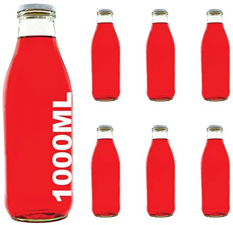 slkfactory 6 Bouteilles de Verre de Bouteilles de Lait en Verre dans Les Tailles 200ml / 250ml / 500ml / 1000ml avec vis de