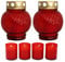 OLShop AG 2er Pack Glas Grablampen rot und Deckel inkl. 4er Pack Ersatzbrenner Nr. 2, Grablicht, Grabkerze, Grableuchte, Grablaterne, Grabschmuck, Trauerlicht