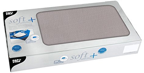 Papstar, 20 Mitteldecken, stoffähnlich, Vlies soft selection plus 80 cm x 80 cm grau, #84927