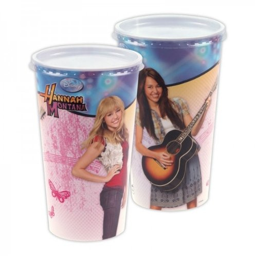 Hannah Montana Popcorn-Becher mit Deckel 2er Pack aus Kunststoff