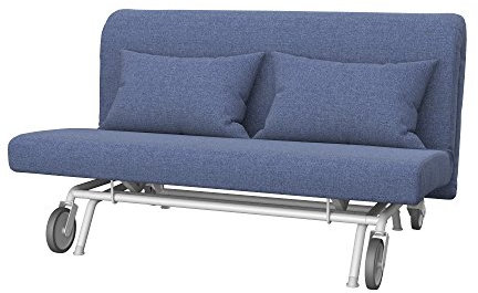 Soferia Kompatible Ersatzbezug fur PS 2er-Bettsofa, Stoff Naturel Blue (FLECKENBESTÄNDIG), Blau