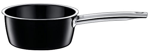 Silit Vitaliano Nero Stielkasserolle 16cm ohne Deckel, kleiner Topf 1,3l, Kochtopf klein, Nudeltopf, Milchtopf Induktion, Silargan Auslaufmodell, schwarz