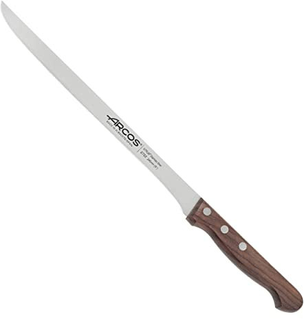 Arcos Serie Atlantico - Cuchillo Jamonero Flexible - Hoja de Acero Inoxidable de 245 mm - Mango de madera Palisandro color marrón