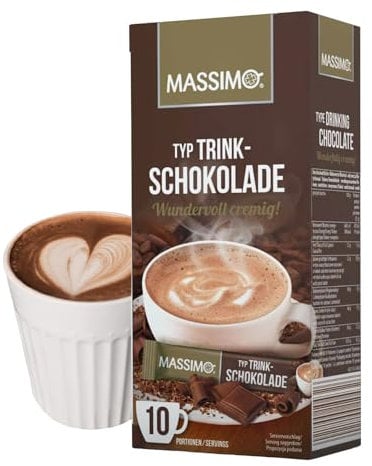 Massimo Feine Trinkschokolade, 16er Pack (16 x 250g), Kakaohaltiges Getränkepulver, Kakaopulver für heiße Schokolade, löslich, cremig, Vorratspackung