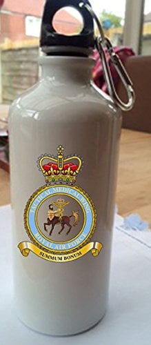 ROYAL AIR FORCE TACTICAL SUPPLY WING 600ML WHITE ALUMINUM WATER/SPORTS BOTTLE BY GENERATIONS GONE BY